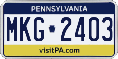 PA license plate MKG2403