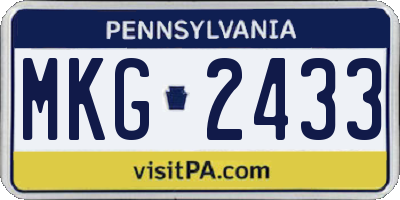 PA license plate MKG2433