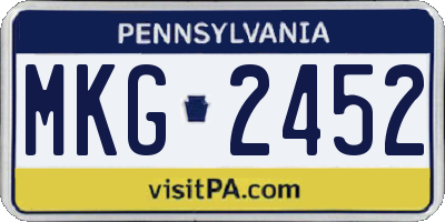 PA license plate MKG2452