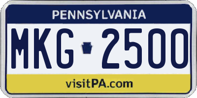 PA license plate MKG2500