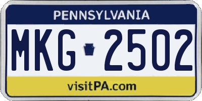 PA license plate MKG2502