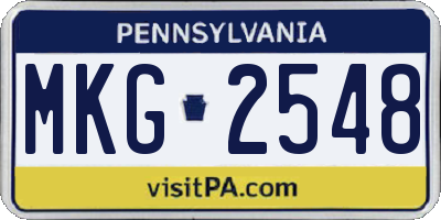 PA license plate MKG2548
