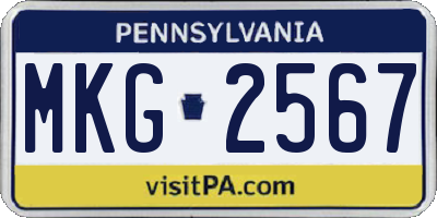 PA license plate MKG2567