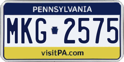 PA license plate MKG2575