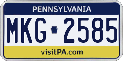 PA license plate MKG2585