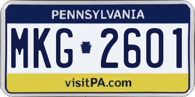PA license plate MKG2601