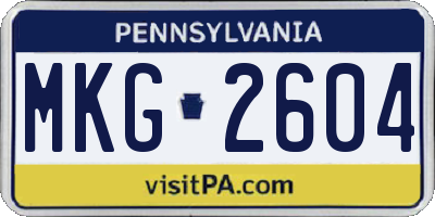 PA license plate MKG2604