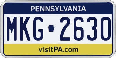 PA license plate MKG2630