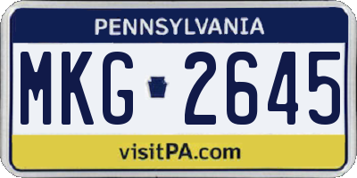 PA license plate MKG2645
