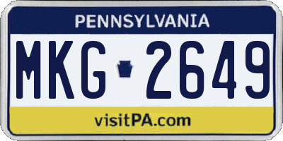 PA license plate MKG2649