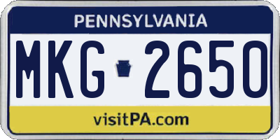 PA license plate MKG2650