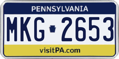 PA license plate MKG2653