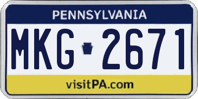 PA license plate MKG2671
