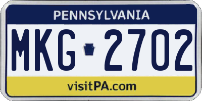 PA license plate MKG2702