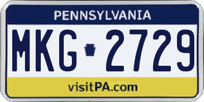 PA license plate MKG2729