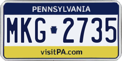 PA license plate MKG2735