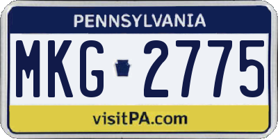 PA license plate MKG2775