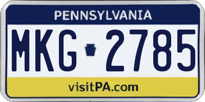 PA license plate MKG2785