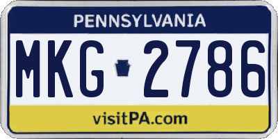 PA license plate MKG2786
