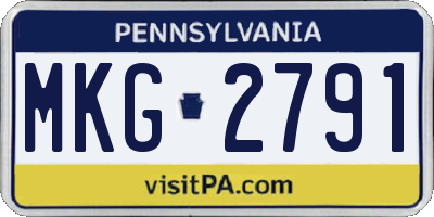 PA license plate MKG2791
