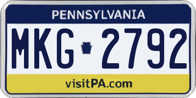 PA license plate MKG2792