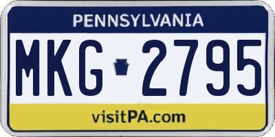PA license plate MKG2795