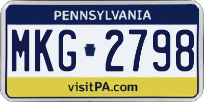 PA license plate MKG2798