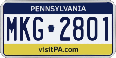 PA license plate MKG2801
