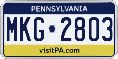 PA license plate MKG2803