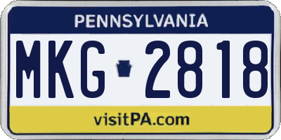 PA license plate MKG2818