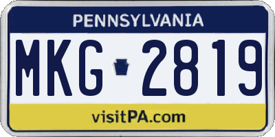PA license plate MKG2819