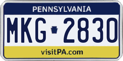 PA license plate MKG2830