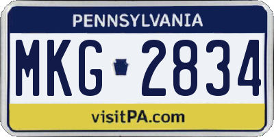PA license plate MKG2834
