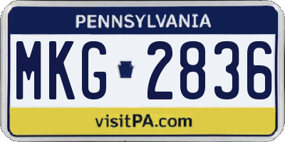PA license plate MKG2836