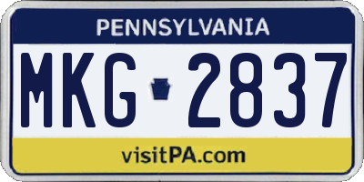 PA license plate MKG2837