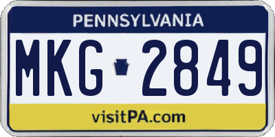 PA license plate MKG2849