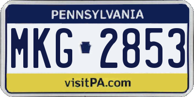 PA license plate MKG2853