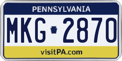 PA license plate MKG2870
