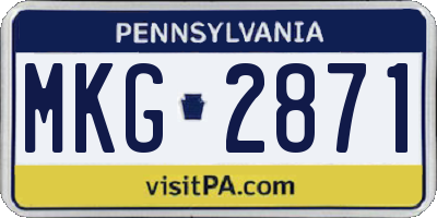 PA license plate MKG2871