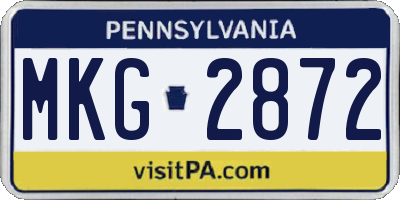 PA license plate MKG2872