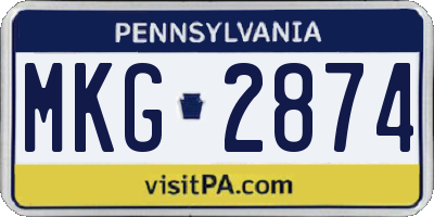 PA license plate MKG2874