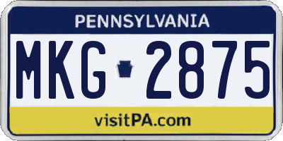 PA license plate MKG2875
