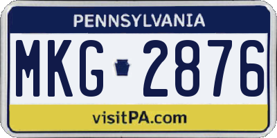 PA license plate MKG2876