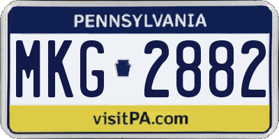 PA license plate MKG2882