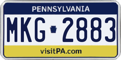 PA license plate MKG2883