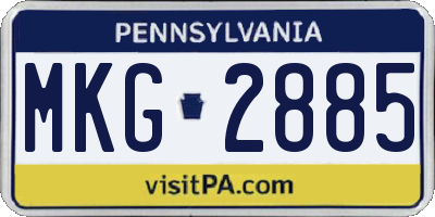 PA license plate MKG2885
