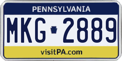 PA license plate MKG2889