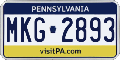 PA license plate MKG2893