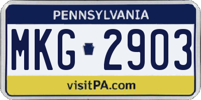 PA license plate MKG2903
