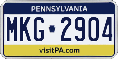 PA license plate MKG2904
